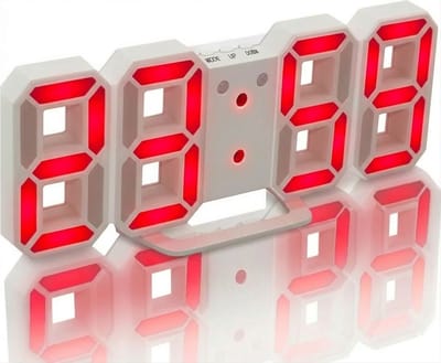 Digitale LED Klok Wekker met Rood Licht - op USB (incl.) - Tafelklok voor Slaapkamer - Game Kamer - 24 x 9,4 x 1,7 cm - W1005RD - met Temperatuur, Datum en AM en PM weergave