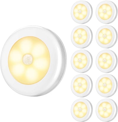 Bewegingssensorverlichting LED - 10 Stuks Warmwit Kast- en Trapverlichting voor Hal, Badkamer, Slaapkamer, en Keuken
