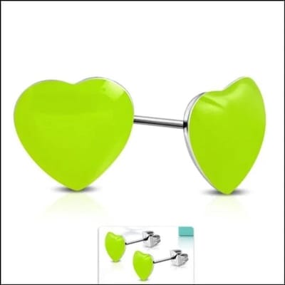 Aramat Jewels | Oorbellen | Vrolijke Acryl Oorbellen met Hartje | 8mm / Licht Groen | |8mm | Staal | Kinderen, Volwassenen | Verkleurd niet