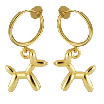 Klem oorbellen- Balloon Dog -Goudkleurig 2.5 cm- geen gaatje- Charme Bijoux