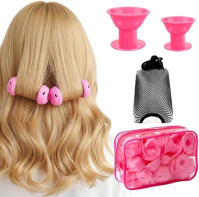Haarkrullers Set - Magische Haarrollers - Volume Golven Creëren - Hittevrij en Herbruikbaar - 2 Maten Groot Klein - Roze