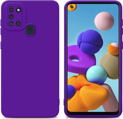 Cadorabo Hoesje geschikt voor Samsung Galaxy A21s in FLUID DONKER PAARS - Beschermhoes gemaakt van flexibel TPU silicone Cover Fluid Case