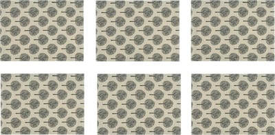 Krumble Placemat - Boom patroon - Set van 6 - Placemats - Borden onderlegger - Tafelbeschermer - Tafelaccessoires - Rechthoek - Katoen - Beige met antraciet - 30 x 40 cm