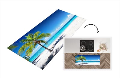 Keukenloper - Loper keuken - Palmboom - Strand - Zee - Zomer - 120x50 cm - Keukenloper vinyl