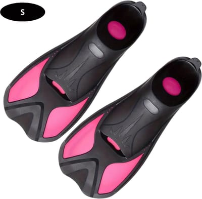 Bovista Zwemvliezen Voor Kinderen & Volwassenen - Flippers - Zwemflippers - Snorkelset - Zwart + Rozerood - Maat S