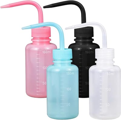 Verte Squeeze Bottle - Knijpfles met Mondstuk - Tattoo-Reinigingsfles met Maatverdeling - Juicy-Gieter - Tattoo-Knijpfles voor Planten en Laboratoriumgebruik - 4 Kleuren - 4 Stuks - 150 mL