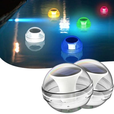 Set van 2 drijvende zwembadlampjes, LED-zonnelampen met RGB-kleurverandering, waterdichte lichtgevende ballen, drijvende lampjes Geschikt voor zwembaden, boilers en tuindecoratie.