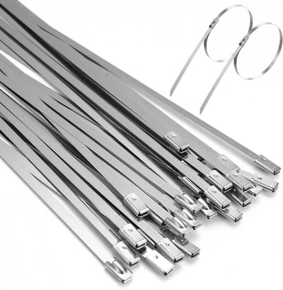 100 Stuks Rvs Kabelbinders 4.6x300mm, Sterke Zipper Tie Wraps met Stalen Balstopper voor Binnen en Buiten, Ideaal voor Kabelbeheer en Bevestigen