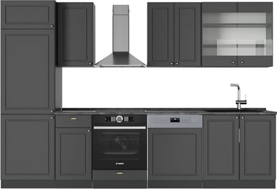 Vicco Fame-Line Complete keukeneenheid – 300 cm zonder werkblad Anthrazit-Gold Landhaus