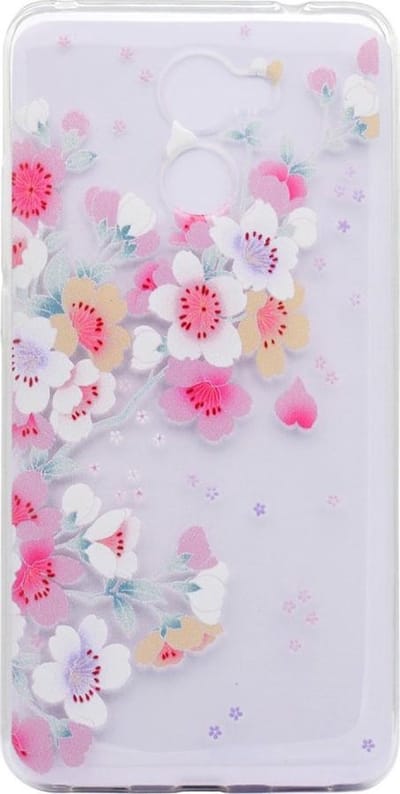 Shop4 - Huawei Y7 Prime Hoesje - Zachte Back Case Vrolijke Bloemen Transparant