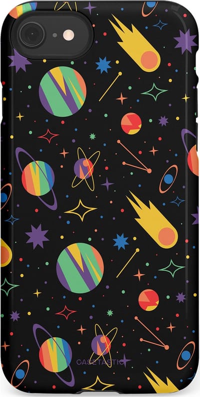 Casetastic Hoesje Geschikt voor Apple iPhone 7/8/SE - Stijlvolle Beschermende Duo-layer Case - Planeten en meteoren
