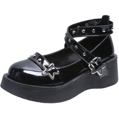 Chaussures Lolita Féminines Japonaises Rétro à Semelles Épaisses Imperméables à Plateforme Étudiante Cosplay Costume Chaussures Kawaii Chaussures Mary Jane 40 noir