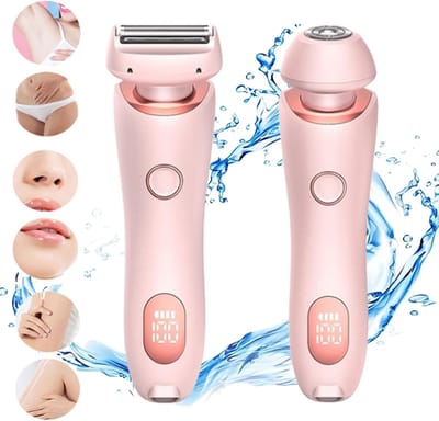 Dames ontharingsapparaat - Intieme trimmer 2-in-1 met display (Roze) | Elektrische ladyshaver | Bikinilijn & intieme zone | USB-oplaadbaar | 800 mAh
