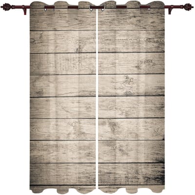 Houten deur Retro stijl raamgordijn Slaapkamer Woonkamer raamgordijnen Keukendecoratie Jaloezieën Gordijn 135W x 60H(cm) x1