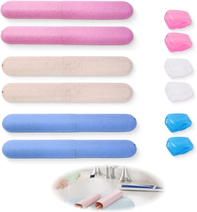 Tandenborstel Etui Set - Reis Opbergdoosjes - Hygiënisch Vervoer - Ventilatie Gaten - 12 Stuks - Natuurlijk Materiaal