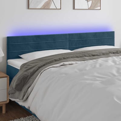 vidaXL - Hoofdbord - LED - 180x5x78/88 - cm - fluweel - donkerblauw