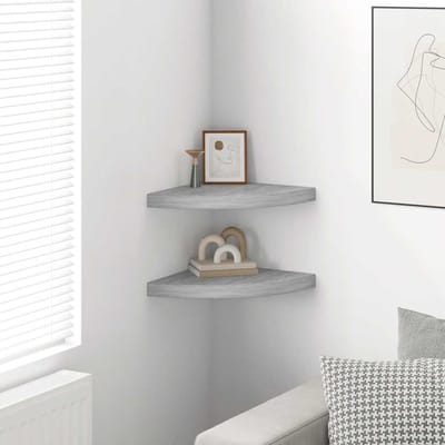 vidaXL - Hoekwandschappen - 2 - st - 35x35x3,8 - cm - MDF - betongrijs