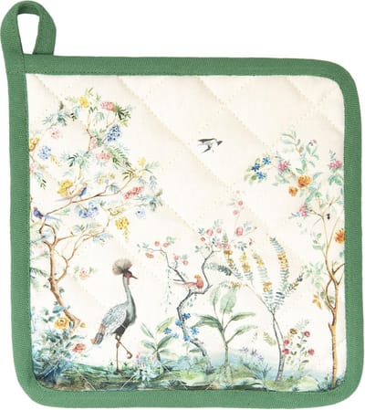 Clayre & Eef Pannenlap 20x20 cm Beige Katoen Tropisch Motief