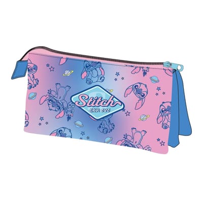 Disney Stitch Etui Meisjes – 3 Vakken – School etui Roze/Blauw