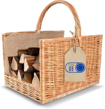 Rieten mand - Opbergmand Jute - Haardhout opslag - Handgeweven Duurzaam - 50 x 34 x 50 cm - Natuurlijk Bruin