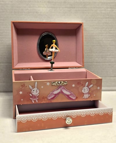 Muziek-juwelendoos Ballerina met lade - melodie; The entertainer