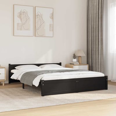 vidaXL - Bedframe - massief - hout - zwart - 150x200 - cm
