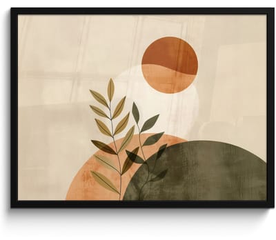 Poster in lijst - Fotolijst 70x50 cm - Posters - Takken - Vormen - Abstract - Posterlijst zwart - Decoratie - Wanddecoratie woonkamer - Muurdecoratie slaapkamer