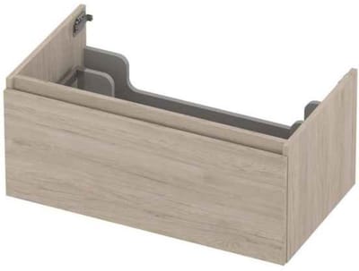 INK - Onderkast 1 Lade Greeploos met Houten Keerlijst - 800x450x350 Mm - Ivoor Eiken