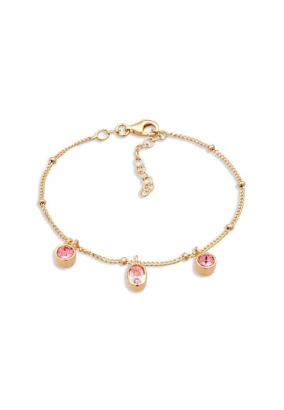 Elli - Armband - Armband Vrouwen Kogelketting Glazen Kristallen Xirius Geslepen Roos 925 Sterling Zilver Zomer / Strand Goud 16 cm -