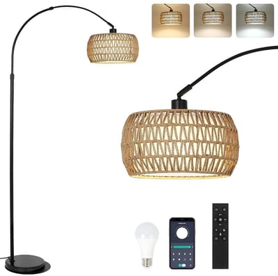 KAD® Vloerlamp - Sfeervolle Tafellamp - Decoratieve Accentverlichting - Natuurlijk bruin en beige - 43cm x 33cm x 18cm