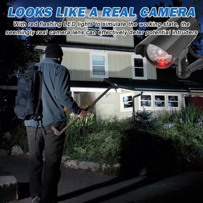 Allecto - Dummy Bewakingscamera - Rood LED Licht - 2 Stuks - Zilver - Fake Camera - Beveiligingscamera voor Binnen en Buiten
