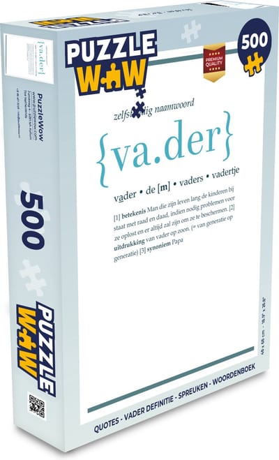 Puzzel Quotes - Vader definitie - Spreuken - Woordenboek - Legpuzzel - Puzzel 500 stukjes - Vaderdag cadeautje - Cadeau voor vader en papa