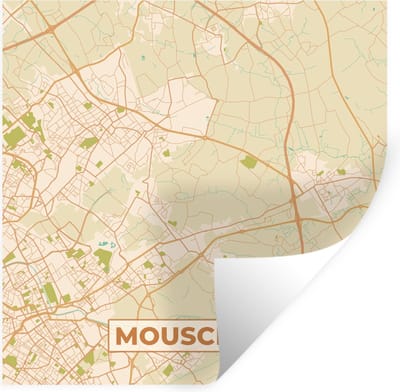 Muurstickers - Sticker Folie - België - Kaart - Plattegrond - Mouscron - Stadskaart - 100x100 cm - Plakfolie - Muurstickers Kinderkamer - Zelfklevend Behang XXL - Zelfklevend behangpapier - Stickerfolie