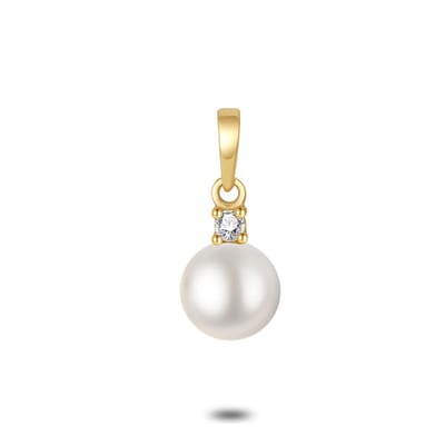 Twice As Nice Hanger in 18kt verguld zilver, parel met zirkonia