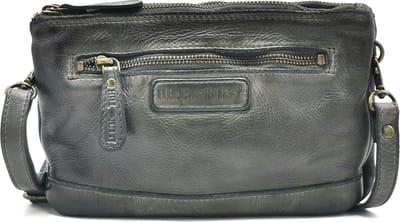 Hillburry Schoudertas-Clutch met vakjes Gewassen Leer donkergrijs - (bxhxd) ca. 22cm x 15cm x 2,5cm