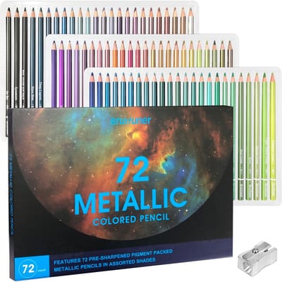 Roleness Metallic Gekleurde 72 Professionele Zachte Metallic voor Kinderen en Kleuren met Potloodslijper Potloden, Kleuren, Op Oliebasis, Kwaliteit, Stift, Kleuren,