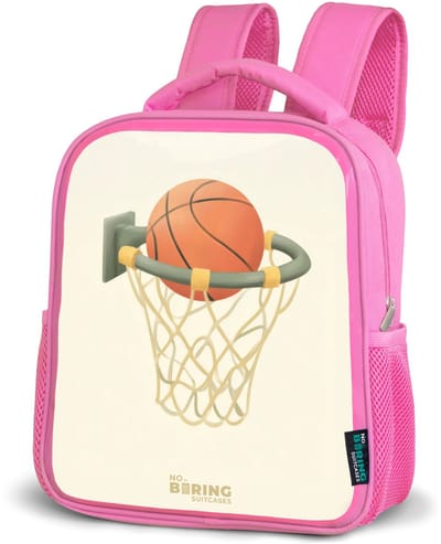 NoBoringSuitcases.com® - Rugzak roze - Schooltas meisjes - Basketbal in neutrale kleuren - Kinder rugtas meisje - Boekentas kind - Kinderrugzak voor school - Schoolrugzak