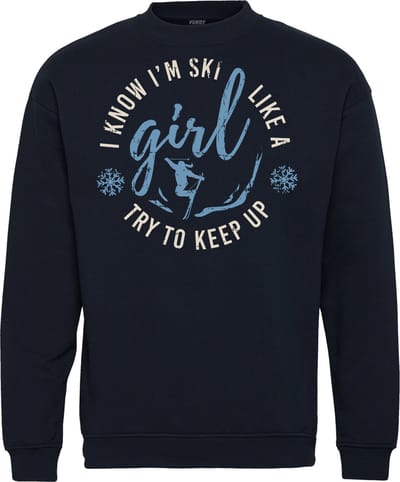 Sweater Ski Like a Girl | Apres Ski Verkleedkleren | Fout Skipak | Apres Ski Outfit | Navy | maat XS