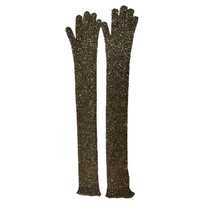 Brunello Cucinelli handschoenen met pailletten in goudkleurig polyamide.
