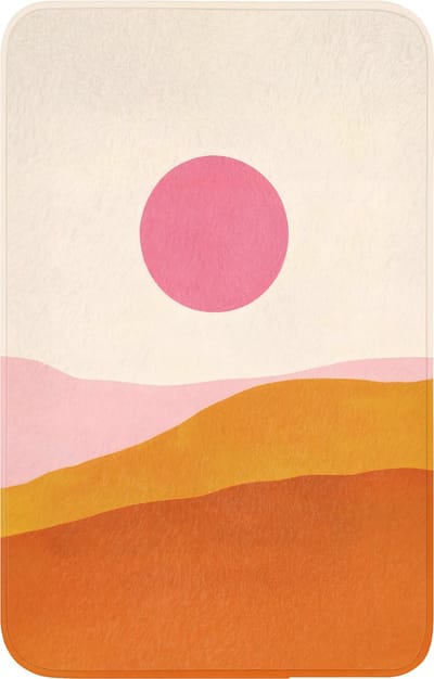 WC mat 50x80 cm - Antislip - Zon - Heuvels - Abstract - Roze - Toiletmat - Vloermat - Douchemat - Toilet tapijt - Toiletmatten