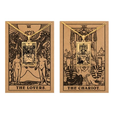 Tarot Ketting 6 | 7 bundel – Keuze & Richting – Goudkleurig Stainless Steel - Inclusief Rider-Waite Kaartjes - 60cm - Pax Amare