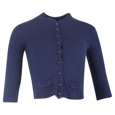 Mulberry cropped vest met knoopjes in blauwe wol