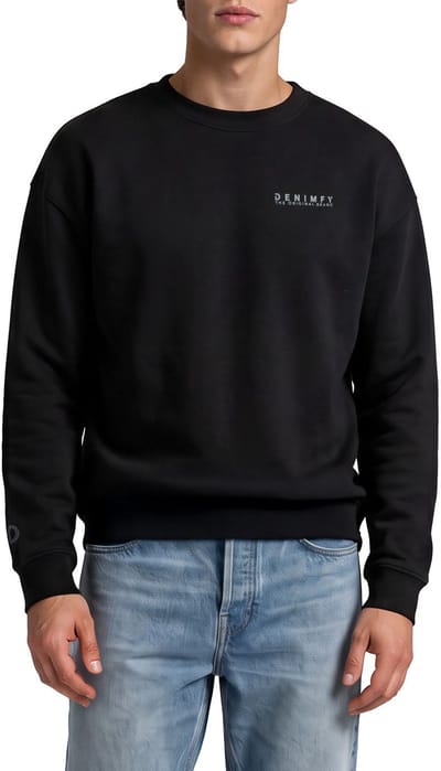 DENIMFY Heren trui DFKeno bequem Zwart S Ronde Hals Volwassenen sweatshirt / sweater