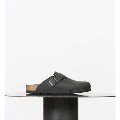 Birkenstock Boston Black narrow Fettleder Oiled Leather Unisex Clogs - Zwart - Maat 39