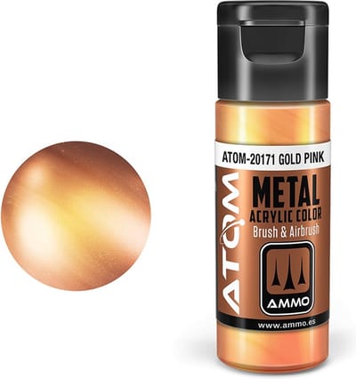 AMMO by Mig Jimenez Hobbyverf Acrylverf - MIG 20171 ATOM - Metallic Gold Pink - Acryl - 20ml Verf flesje - 20 ml