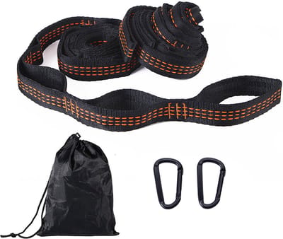 Verstelbare hangmatriemen - 2-pack - Boomschommelriemen met 2 zwarte gespen en een opbergtas - Schommelhangriemen, robuust verlengring-ophangsysteem - voor boomschommel-kampeerhangmatten - Oranje