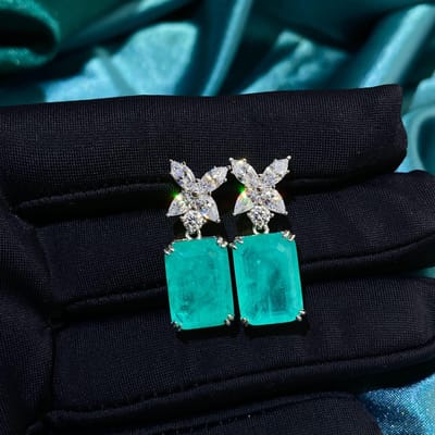 Nieuwe Aankomst Naald Oorbellen Vrouwelijk 6 Karaat Synthetische Paraiba Knop Oorbellen 10*14 mm Mode Veelzijdige Sieraden Cadeau