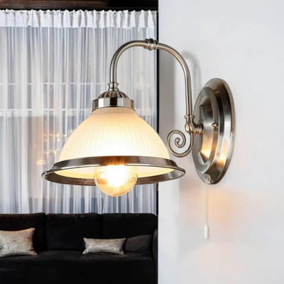 Jugendstil Wandlamp Zilver Metaal en Glas - E27 Fitting - Geschikt voor Woonkamer, Slaapkamer en Keuken