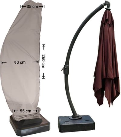 Raffles Covers Parasolhoes voor zweefparasol - Hoog 260 cm - RUC260 - Waterdicht - Ademend - UV-bestendig - Trekkoord - Rits en stok - Parasolhoes voor zweefparasol