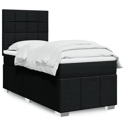 vidaXL - Boxspring - met - matras - stof - zwart - 90x200 - cm